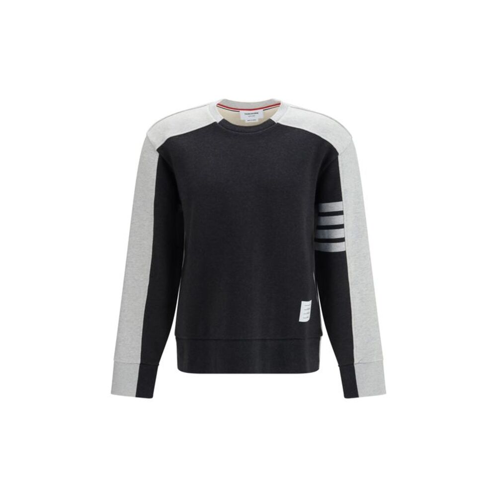 Thom Browne Men Colorblock Crewneck Sweatshirt With 4-Bar Detail